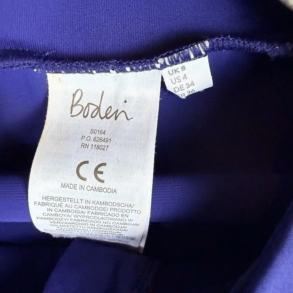 Boden Women’s Half Zip Up Rash Guard Vest Top Blue Size 4 Swim Surf Long sleeves - Picture 6 of 8